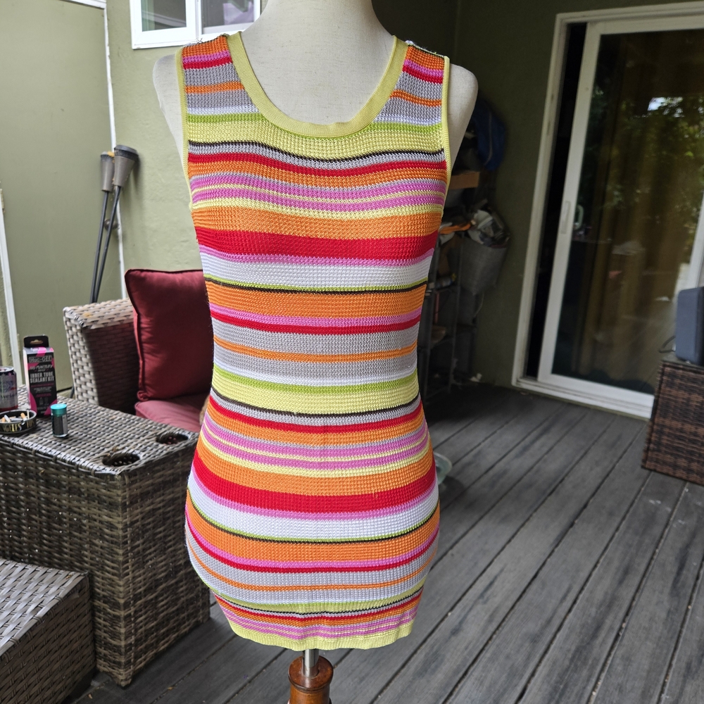 Colorful Striped Knit Tank Dress